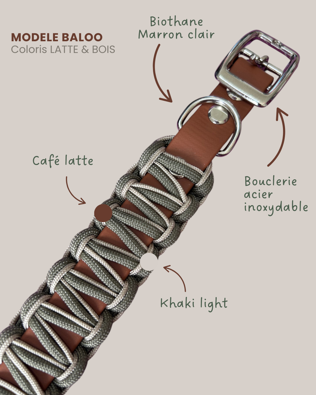 Collier Baloo - Latté & bois