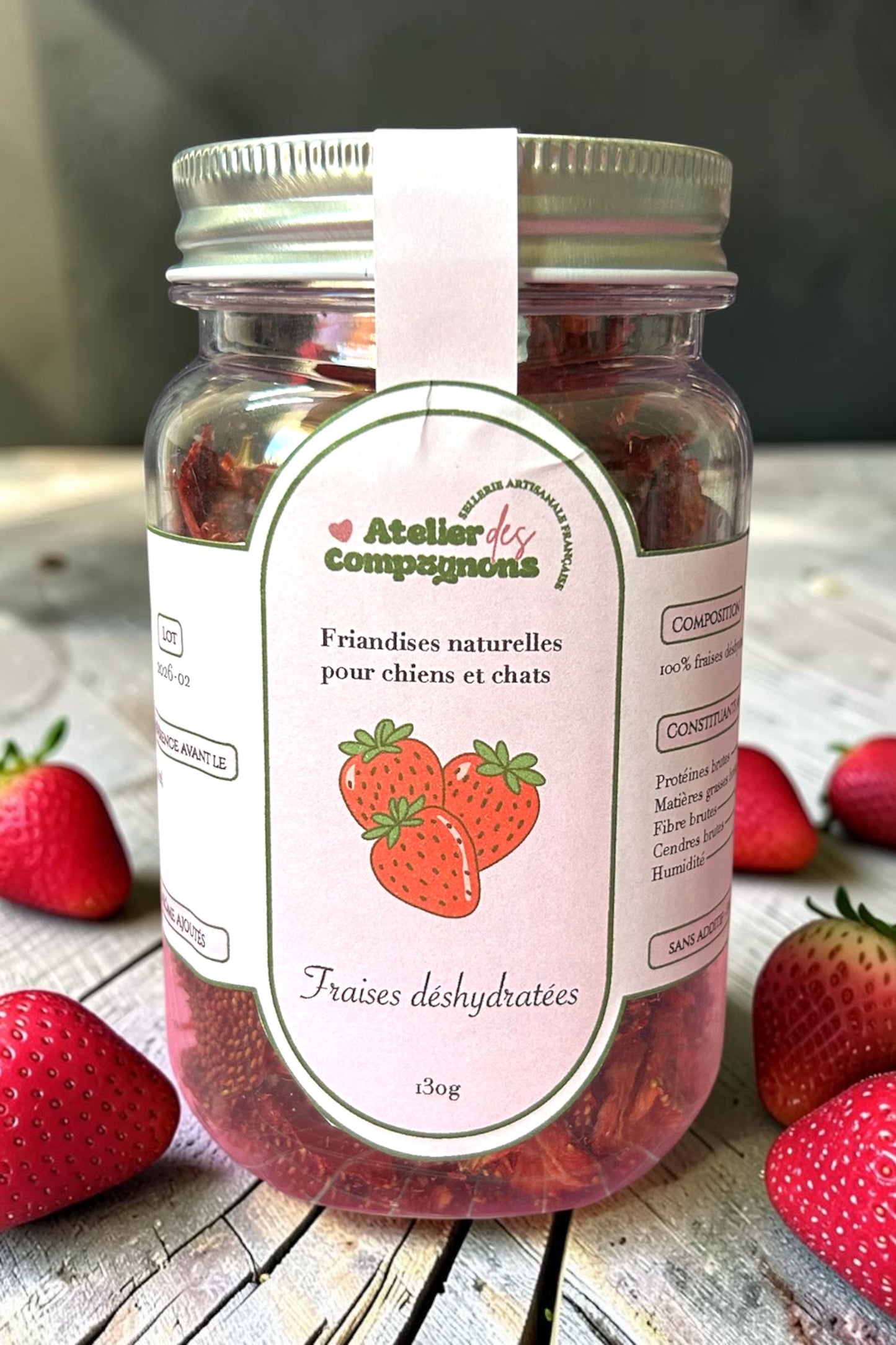 Fraises déshydratées pour chiens / chats